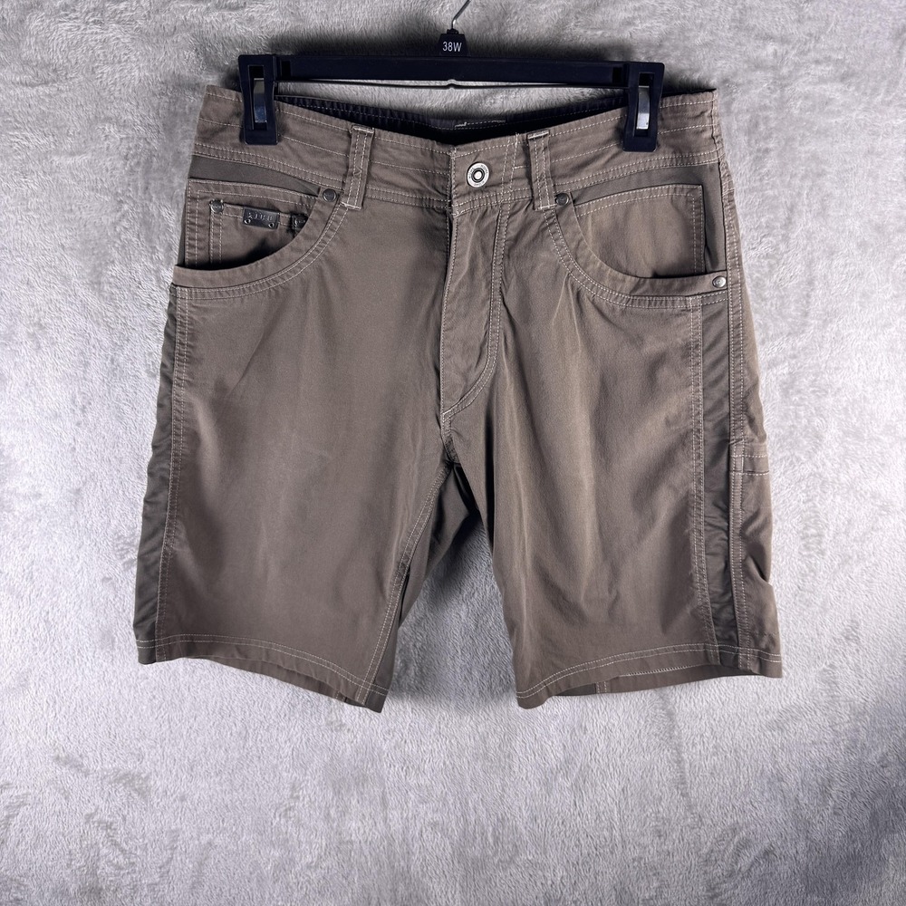 Kuhl Cargo Shorts Mens 30 Brown Canvas Outdoor Hiking Pockets 11" Inseam Casual